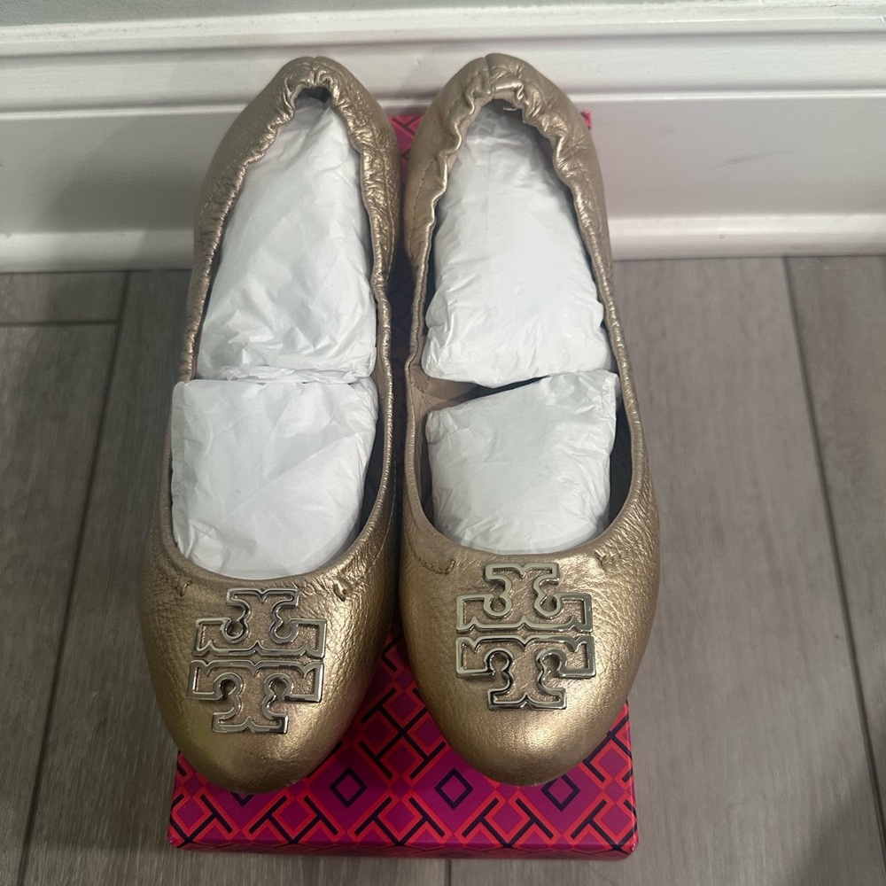 Tory Burch Gold Melinda Ballet Flats